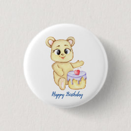 キュートベアテーマ少年の誕生日パーティー 缶バッジ
