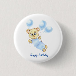 キュートベアテーマ少年の誕生日パーティー 缶バッジ