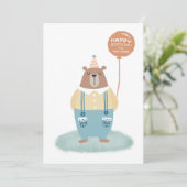 キュートベアパーソナライズされた誕生日カード サンキューカード (スタンド正面)