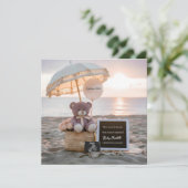 キュートベアビーチサンセット妊娠発表 招待状 (スタンド正面)