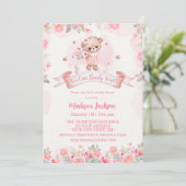 キュートベアフローラガールズベビーシャワー招待状 招待状 (スタンド正面)