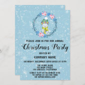 キュートベアリース会社クリスマスパーティーブルースノー 招待状 (正面/裏面)
