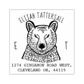 キュートベアーアニマルモノグラム&ネーム差出人住所 ラバースタンプ (インプリント)