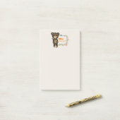 キュートベアーイエローフラワー&フローラリースカスタム ポストイット (デスク上)