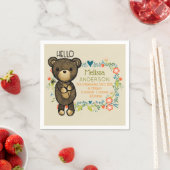 キュートベアーイエローフラワー&フローラリース誕生 スタンダードカクテルナプキン (インサイチュ)