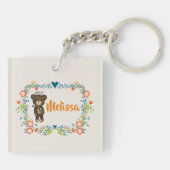 キュートベアーイエローフラワー&フローラリース キーホルダー (裏面)