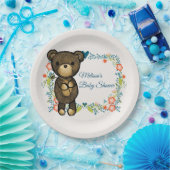 キュートベアーイエローフラワー&フローラリース ペーパープレート (パーティー)