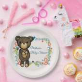 キュートベアーイエローフラワー&フローラリース ペーパープレート (パーティー)