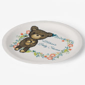 キュートベアーイエローフラワー&フローラリース ペーパープレート (アングル)