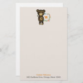 キュートベアーイエローフラワー&フローラリース 便箋 (正面/裏面)