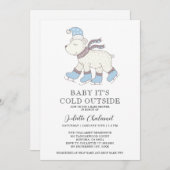 キュートベアーウィンターベビーシャワー招待状 招待状 (正面/裏面)