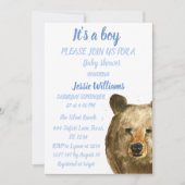 キュートベアーウッドランド動物素朴男の赤ちゃんシャワー 招待状 (正面)