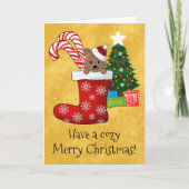 キュートベアーキャンディーケーンクリスマスストッキング カード (正面)