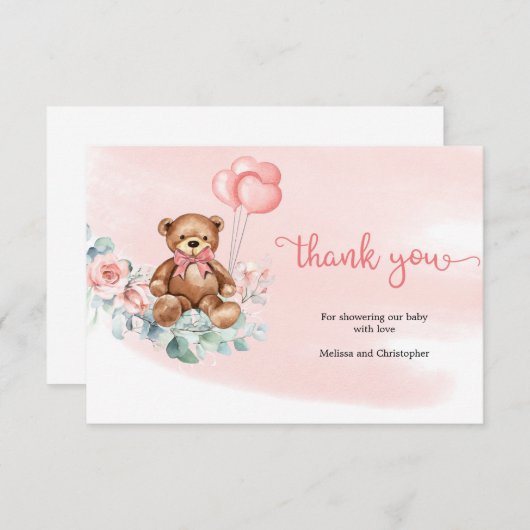 キュートベアーグリーンユーカリリースベビーサンキューユナイテッド エンクロージャーカード (正面/裏面)