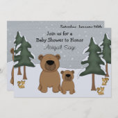 キュートベアーズウィンターウッドランドベビーシャワー招待状 招待状 (正面/裏面)
