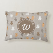 キュートベアーパターンイニシャルモノグラム アクセントクッション (裏面)