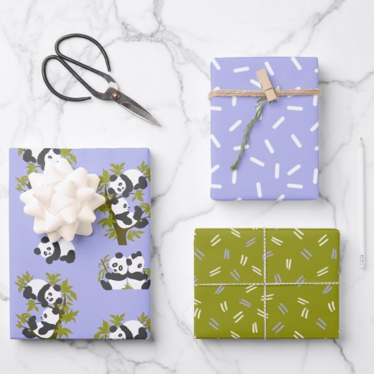 キュートベアーパンドラパーティーボーイ誕生日ギフト ラッピングペーパーシート (正面)