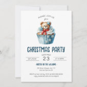 キュートベアーブルークリスマスパーティー 招待状 (正面)
