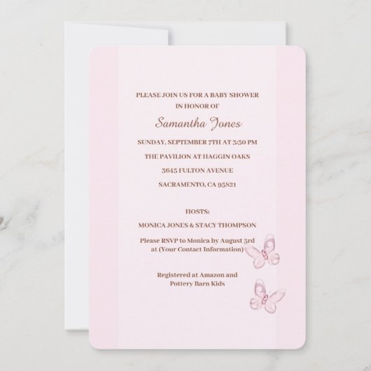 キュートベアーベビーシャワー招待状 招待状 (裏面)