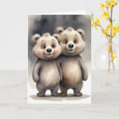 キュートベアー兄弟姉妹最高のフレンズバディーズポートレート カード (黄色い花)