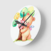 キュートベア子供部屋時計 ラウンド壁時計 (傾斜)