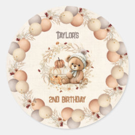 キュートベア秋誕生日シール ラウンドシール