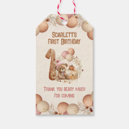 キュートベア秋1歳の誕生日ガールサンキュー ギフトタグ
