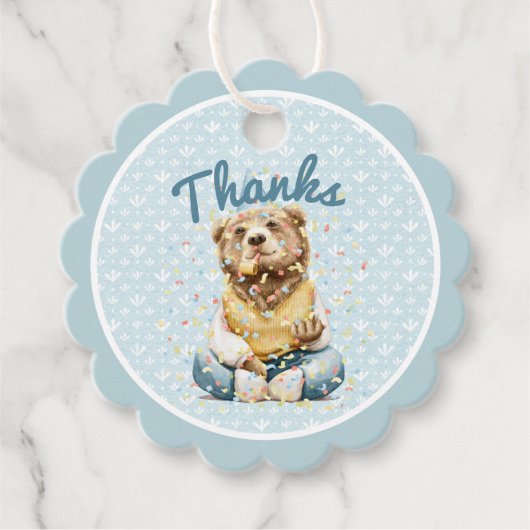 キュートベア誕生日メッセージカード フェイバータグ (正面)