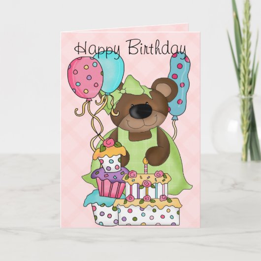 キュートベア誕生日 カード (正面)