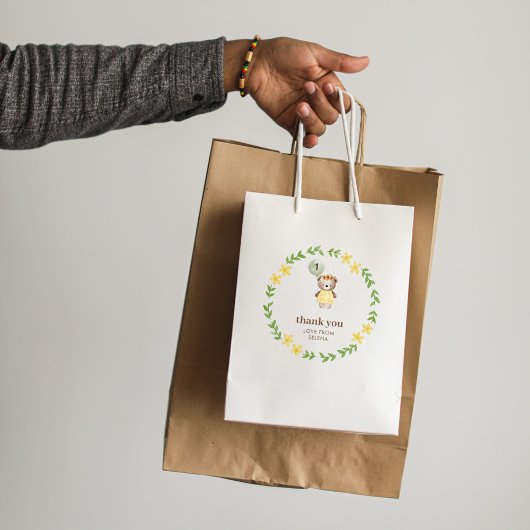 キュートベア誕生日 ミディアムペーパーバッグ