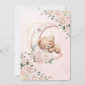 キュートベア赤面アイボリーフローラガールベビーシャワー 招待状 (裏面)