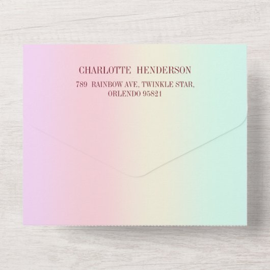 キュートベア遊ギターフローラウォーター色ベビーシャワー オールインワン招待状 (裏面)