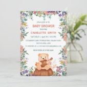 キュートベア遊ギターフローラウォーター色ベビーシャワー 招待状 (スタンド正面)