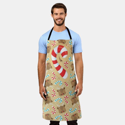 キュートベア顔とクリスマスキャニカン エプロン (着用した状態)