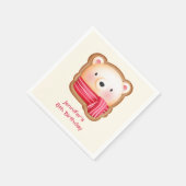 キュートベア顔インザレッドスカーフ誕生日 スタンダードカクテルナプキン (角)