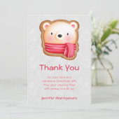 キュートベア顔レッドスカーフ&ロージー頬ありがとう サンキューカード (スタンド正面)