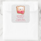 キュートベア顔レッドスカーフ&ロージー頬ありがとう スクエアシール (バッグ)