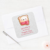 キュートベア顔レッドスカーフ&ロージー頬ありがとう スクエアシール (封筒)