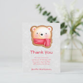 キュートベア顔レッドスカーフ&ロージー頬ありがとう ポストカード (スタンド正面)