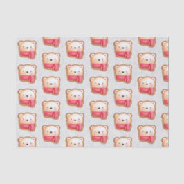 キュートベア顔レッドスカーフ&ロージー頬パターン 薄葉紙
