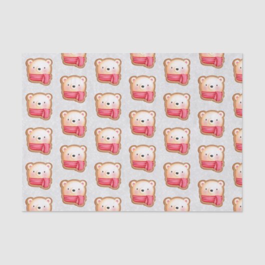 キュートベア顔レッドスカーフ&ロージー頬パターン 薄葉紙 (正面)
