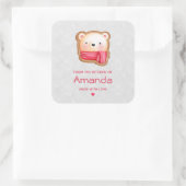 キュートベア顔レッドスカーフ&ローズチークキッチン スクエアシール (バッグ)