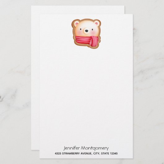 キュートベア顔レッドスカーフ&ローズチーククリスマス (正面/裏面)