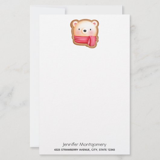 キュートベア顔レッドスカーフ&ローズチーククリスマス (正面)