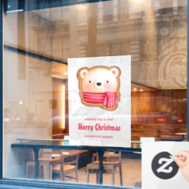 キュートベア顔レッドスカーフ&ローズチーククリスマス ウィンドウサイン