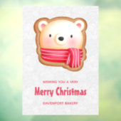 キュートベア顔レッドスカーフ&ローズチーククリスマス ウィンドウサイン (シート3)