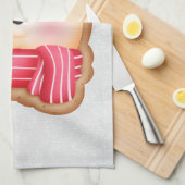 キュートベア顔レッドスカーフ&ローズチーククリスマス キッチンタオル (四つ折り)