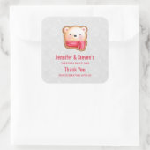 キュートベア顔レッドスカーフ&ローズチーククリスマス スクエアシール (バッグ)