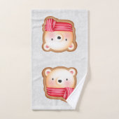 キュートベア顔レッドスカーフ&ローズチーククリスマス バスタオルセット (ハンドタオル)