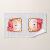 キュートベア顔レッドスカーフ&ローズチーククリスマス バスタオルセット (ハンドタオル)